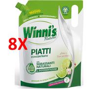 8 X Winni's Piatti Concentrato Lime E Fiori Di Mela Busta 900 Ml
