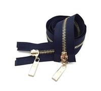 80/100/120cm cerniere con doppio cursore Luce, Metallo, Oro dentini della cerniera Blu navy, 5# 100cm