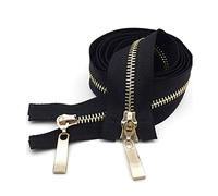 80/100/120cm cerniere con doppio cursore Luce, Metallo, Oro dentini della cerniera Denti Nero Oro, 5# 120cm