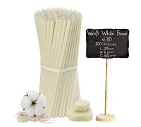 №80-100 candele di cera d'api bianche: candele tradizionali a stelo e per uso domestico, candele rituali e candele di cera colorate, un set per rituali L-18,5 cm Ø-6,1 mm, tempo di combustione 60