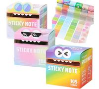 80/105 Sheets Glitter Sticky Notes in Box Dispenser with Cartoon Pattern (108 Sheets-3 set-a)