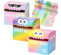 80/105 Sheets Glitter Sticky Notes in Box Dispenser with Cartoon Pattern (108 Sheets-3 set-b)