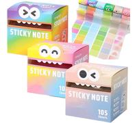 80/105 Sheets Glitter Sticky Notes in Box Dispenser with Cartoon Pattern (108 Sheets-3 set-c)