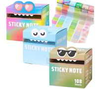80/105 Sheets Glitter Sticky Notes in Box Dispenser with Cartoon Pattern (108 Sheets-3 set-g)