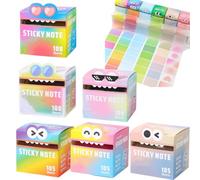 80/105 Sheets Glitter Sticky Notes in Box Dispenser with Cartoon Pattern (108 Sheets-6 set-a)