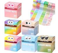 80/105 Sheets Glitter Sticky Notes in Box Dispenser with Cartoon Pattern (108 Sheets-6 set-b)