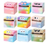 80/105 Sheets Glitter Sticky Notes in Box Dispenser with Cartoon Pattern (108 Sheets-9 set)