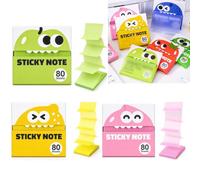 80/105 Sheets Glitter Sticky Notes in Box Dispenser with Cartoon Pattern (80 Sheets-3 set-c)
