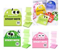 80/105 Sheets Glitter Sticky Notes in Box Dispenser with Cartoon Pattern (80 Sheets-3 set-d)