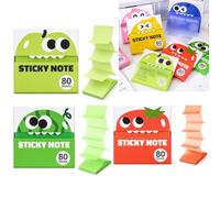 80/105 Sheets Glitter Sticky Notes in Box Dispenser with Cartoon Pattern (80 Sheets-3 set-e)