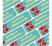 80 adesivi con nome etichette personalizzate per materiale scolastico dei bambini dimensione di sticker 3,5x1cm per scuola asilo quaderni libri (Per superfici solide, 23 Cuore)