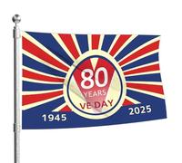 80 anni di vittoria in Europa - VE Day 80° bandiera, 2025 giorno della vittoria Europa banner commemorativo | Strumento di decorazione per feste, riunioni, celebrazioni e altre occasioni