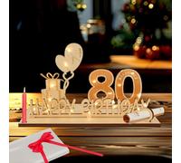 80 Anni Regali,Regalo di Denaro Compleanno 80 con Catena Luminosa LED,80° Compleanno Decorazione,Biglietto Auguri Compleanno 80 Anni,Libro Degli Ospiti in Legno,Regali per il 80° Compleanno Uomo Donna