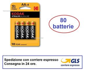 80 batterie AA Stilo Alcaline KODAK Xtralife