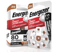 80 Batterie Acustiche Energizer per Apparecchi Acustici Auricolari Misura 312