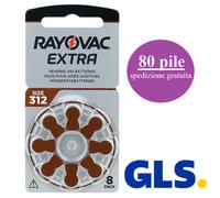 80 Batterie per apparecchi acustici RAYOVAC 312 PR41 pile NUOVA VERSIONE