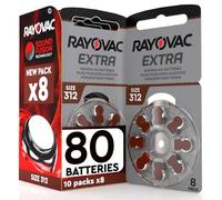 80 Batterie Per Apparecchi Acustici Rayovac Extra Misura 312 Marroni