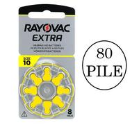 80 Batterie PILE RAYOVAC Extra 10 per Apparecchi Acustici Protesi Udito PR70