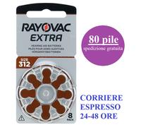 80 batterie pile RAYOVAC EXTRA 312 Marrone protesi acustiche PR41 1.45V 1 SCATOL