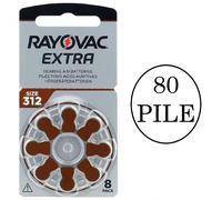 80 batterie pile 312 RAYOVAC EXTRA per apparecchi acustici protesi acustiche