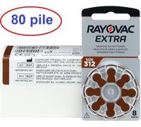 80 batterie RAYOVAC EXTRA 312 PR41 per protesi acustiche appar. acustici