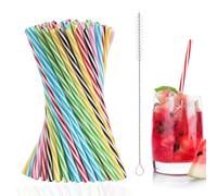 80 cannucce riutilizzabili, cannucce ispessite in plastica, con spazzola per paglia per frullati, succhi di frutta, bevande calde, cocktail (diametro 0,28 pollici, lunghezza 9,06 pollici)