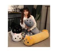 (80 cm - BIANCO) GaiBoSi Cuscino lungo da lancio con simpatico gatto da 80 cm e 100 cm, morbido e imbottito,
