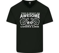 80° Compleanno 80 Anni Questo È Ciò Che È Uomo V-Neck T-Shirt In Cotone