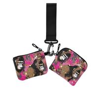 80 custodie per carte di credito da donna con gorilla glitterate, porta monete, piccolo portafoglio staccabile con cerniera da polso con tasca con cerniera per donna, 2 pezzi
