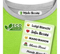 80 Etichette termoadesive Personalizzate per vestiti | ECO-CERTIFICATE - DIVISIBILI anche con 2 NOMI DIVERSI. Perfette per la scuola, asilo, sarte.