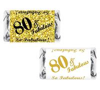 80 & Fabulous Miniatures Candy Bar Wrapper, set di 60 mini etichette adesive per caramelle, decorazioni per feste di compleanno caramelle non incluse.
