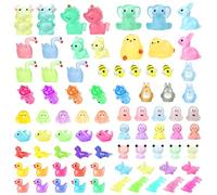 80 mini animali in resina luminosa, in miniatura, in resina colorata, piccoli conigli, dinosauri, elefanti, unicorni per fai da te, statuette in miniatura, per acquario, casa delle bambole, giardino