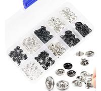 80 Paio Bottoni Automatici a Pressione Bottoni da Metallo da Nero da Argento, Bottoni Clip Chiusura a Scatto per Jeans, Cappotto, Mestiere DIY (7.5mm, 8.5mm, 10mm, 12mm)