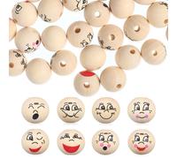 80 Pcs Sorriso Faccia Perline Sciolte Piccole Perle Distanziatrici Legno