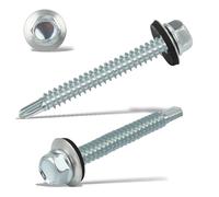 80 pcs Viti Autofilettanti per Metallo 6,3 X 50 mm Viti Autoperforanti Viti Autoforanti Cappellotti per Lamiere Grecate Viti Esagonali Con Rondella di Tenuta Zincata in Acciaio Inox (Argento)