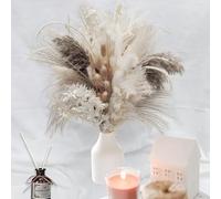 80 Pezzi Bouquet di Pampas Grass Essiccato, Decorazione in Erba di Pampas Essiccata, Bouquet di Fiori secchi Erba di Pampa Fronde Soffici, Decorazioni Boho per Matrimoni Feste Tavolo Casa