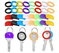 80 Pezzi Cappucci per Chiavi Colorati Segnachiavi per Copri Chiavi Set di Marcatura Chiavi Rotonde in PVC per Chiavi di Casa Piatte Sottili Standard (tondo + mezzo tondo, 8 colori)