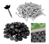 80 Pezzi Chiodi Sigillanti per Membrana Fondazione,Chiodi di Montaggio 3x30mm,Bottoni di Montaggio con Chiodo per Drenaggio Edilizia,Chiodi per Posizionare i Rotoli di Plastica(Lunghezza chiodo: 30mm)