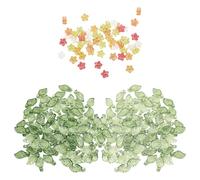 80 Pezzi Di Perline Di Foglie E Fiori, Perline Artigianali A Foglia Verde, Pendenti Con Perline, Perline Sciolte A Foglia Verde Con Fori, Adatti Per L'Artigianato Fai-Da-Te