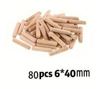 80 pezzi di Perni in legno, diametro 6mm, lunghezza 40mm, per progetti fai-da-te, mobili, armadietti, riparazione sedie, decorazione casa, artigianato, regali di Natale - facili da usare Tagli Unica,8