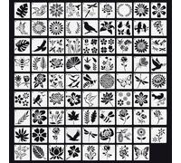80 Pezzi Fiori Painting Stencils Paint Templates,7.62×7.62cm Fiore Piccoli Sten Cil Per Dipingere,Foglie Insetti Disegno Pittura Stencil pour Stampe Decorative,Insegne in Legno,Cuscini Dipinti a Mano