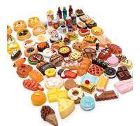 80 pezzi in miniatura cibo e bevande, accessori per casa delle bambole in resina, decorazione alimentare in miniatura per mini cucina, giochi di ruolo, case delle bambole
