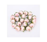 80 pezzi mini teste di rose finte fiori artificiali da 0,79 pollici seta rosse for artigianato bouquet nozze fai te(Light Pink)