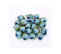 80 pezzi mini teste di rose finte fiori artificiali da 0,79 pollici seta rosse for artigianato bouquet nozze fai te(Blue)