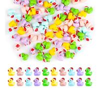 80 Pezzi Piccola Anatra Aatalizia in Resina, Piccola Anatra in Miniatura con Aappello Natalizio Digitale Anatroccolo Accessori per Artigianato Casa Scuola Festa Decorazioni Festive (5 Colori)