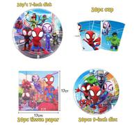 80 pezzi Set di forniture per feste a tema Spider-Man! Include striscione, piatti, tovaglioli, bicchieri, decorazioni per torta, maschere, palloncini, serie completa di atmosfera, dalla decorazione de