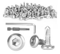 80 Pezzi Viti Autofilettanti per Metallo, 410 Acciaio Inossidabile M5,5 x 16 mm Viti Autoperforanti per Metallo con Punta Esagonale Interna Chiave Esagonale per Il Fissaggio Di Lamiere