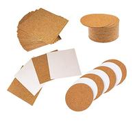 80 Pz Autoadesiva in Sughero Sottobicchieri Rotonda e Piazza Sughero Tappetini di Fogli, Allazone Mini Parete in Sughero per Sottobicchieri e Lavoretti Fai da Te