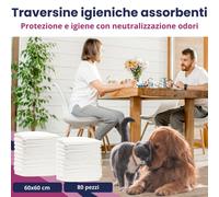 80 pz Tappetini Assorbenti per Cani 60x60 cm Traversine Igieniche
