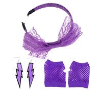 80 's Guanti in Pizzo Senza Dita Neon Fishnet Accessori Da Donna